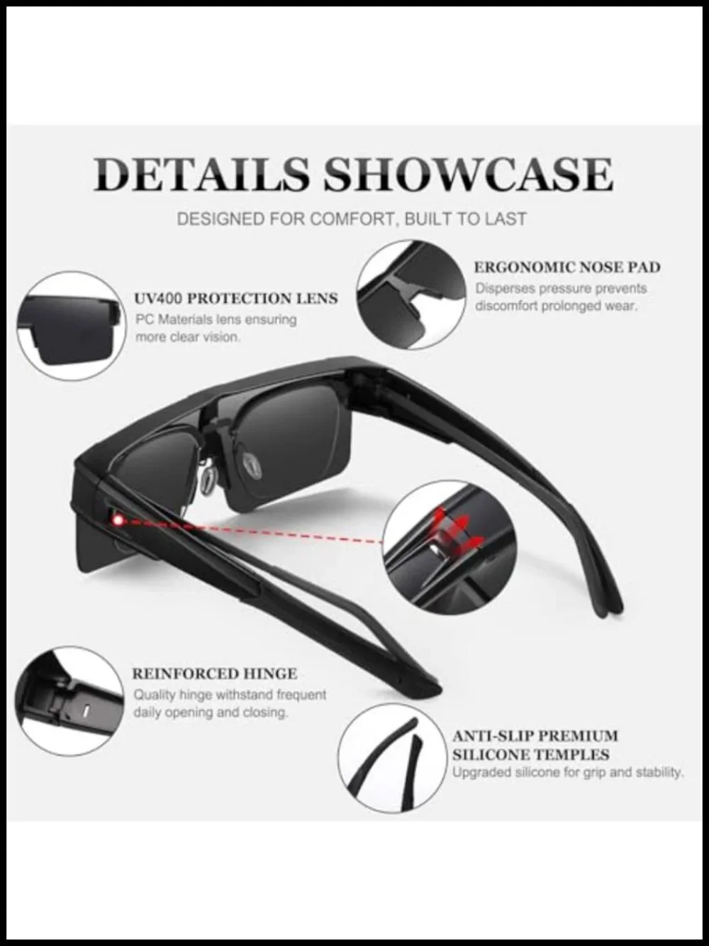 Fit Over Glasses Wrap Around Sunglasses UV Protection Driving Cycling
